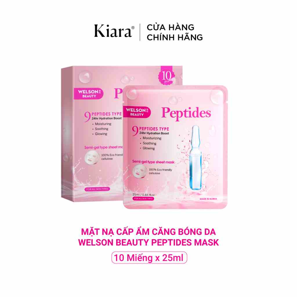 Hộp 10 Mặt Nạ Peptides Dưỡng Ẩm Căng Bóng Da 10 miếng x 25ml