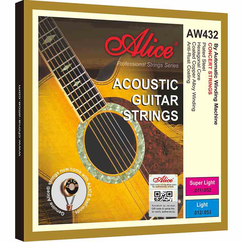 Bộ dây đàn Guitar Acoustic - Alice AW432/ AW432P - Plated Steel Plain, Copper Alloy Winding, Anti-Rust Coating