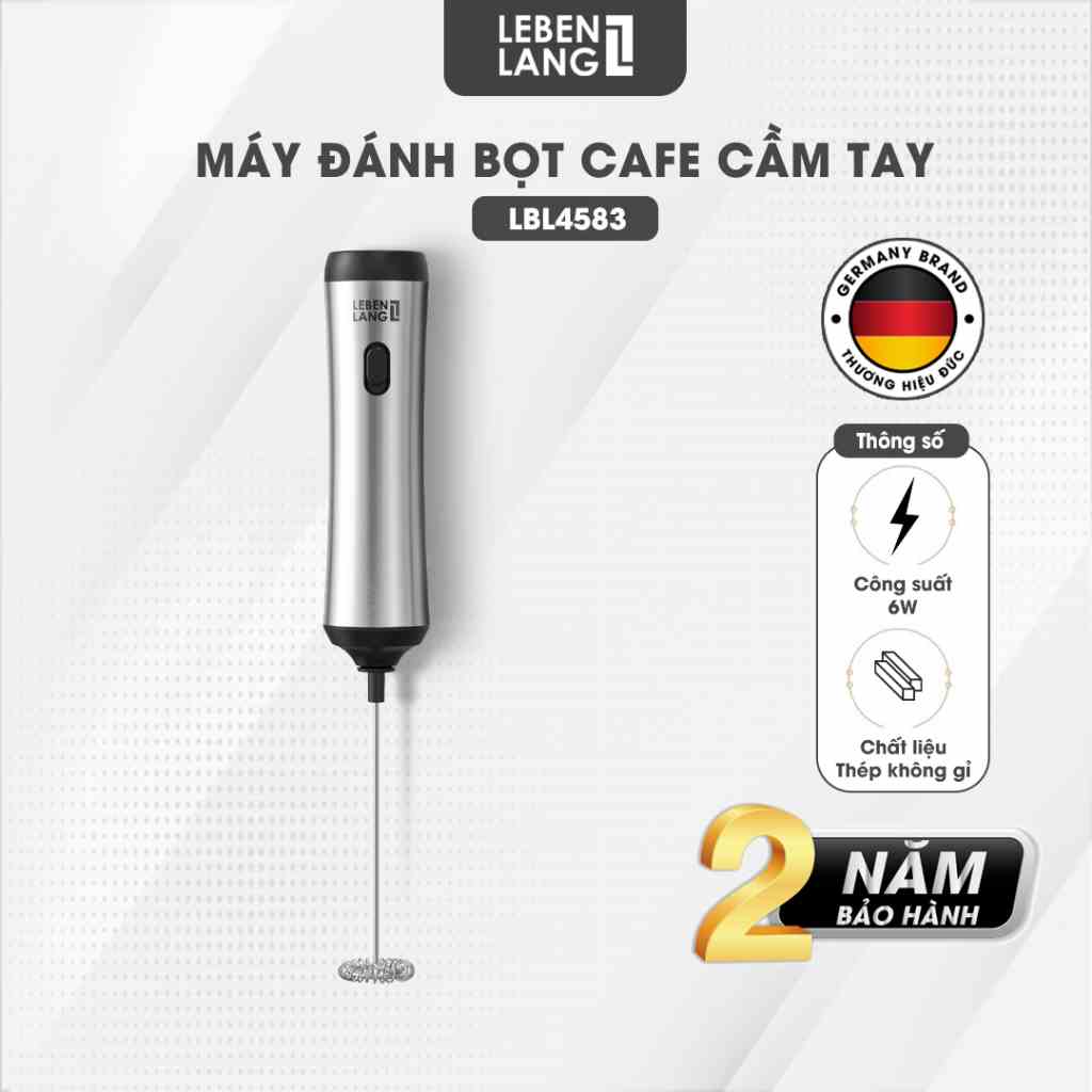 Máy đánh bọt cafe cầm tay Lebenlang LBL4583, sạc điện tiện lợi, công suất 10W,  hàng chính hãng - bảo hành 2 năm