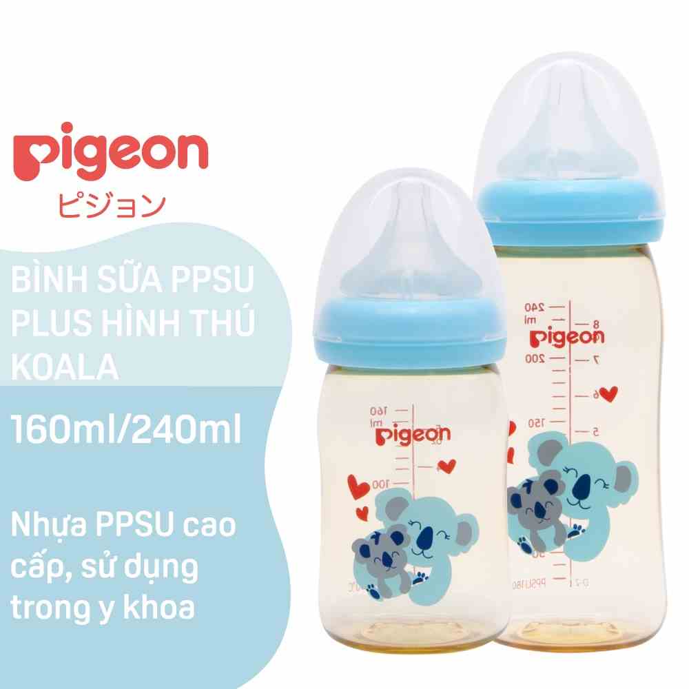 Bình sữa Pigeon PPSU Plus hình thú ngộ nghĩnh 160ml/240ml