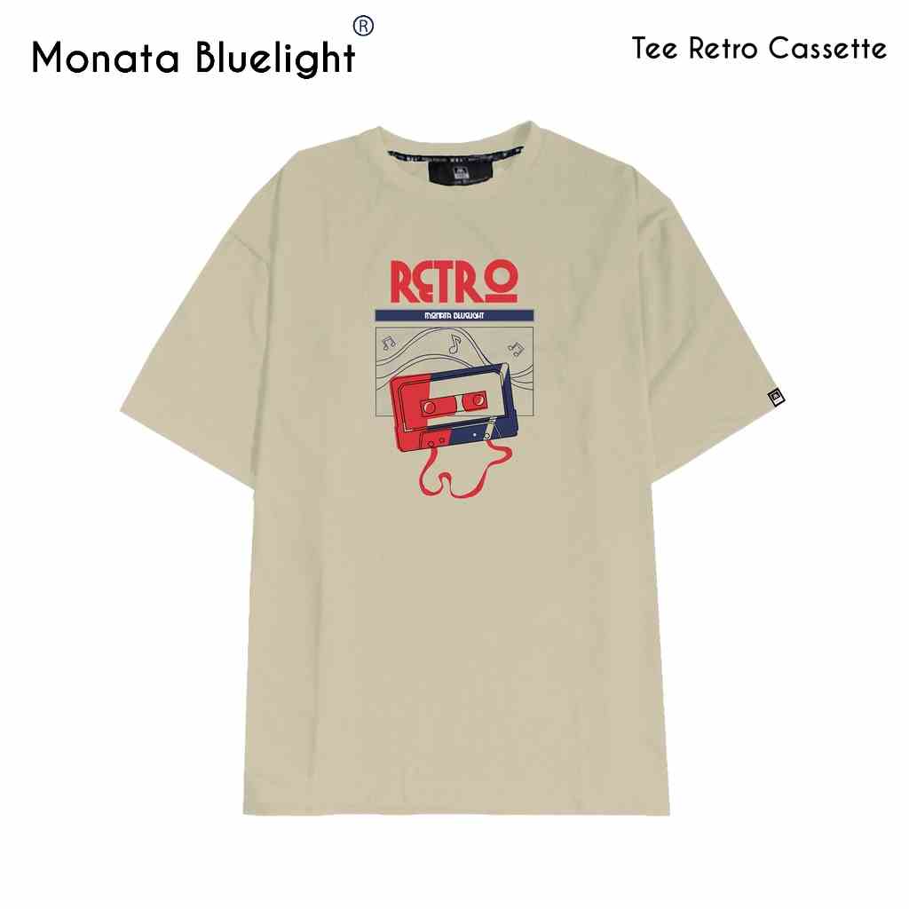 [Mua 2 giảm 7%] MONATA BLUELIGHT Tee Retro Cassette - Áo thun unisex form rộng