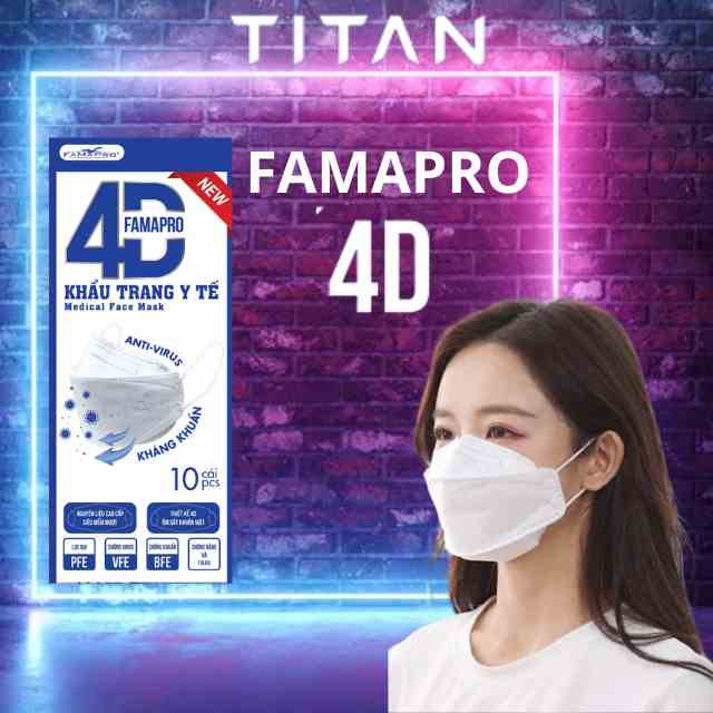 Túi 4D tiêu chuẩn Khẩu trang y tế Famapro KF94 4 lớp kháng khuẩn (10 cái/túi)