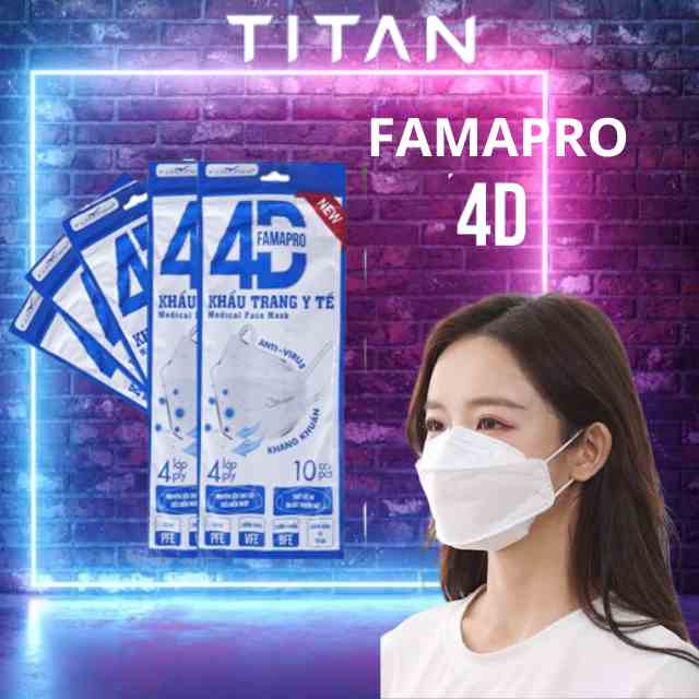 [Combo 5 Túi 4D tiêu chuẩn] Khẩu trang y tế Famapro KF94 4 lớp kháng khuẩn (10 cái/túi)