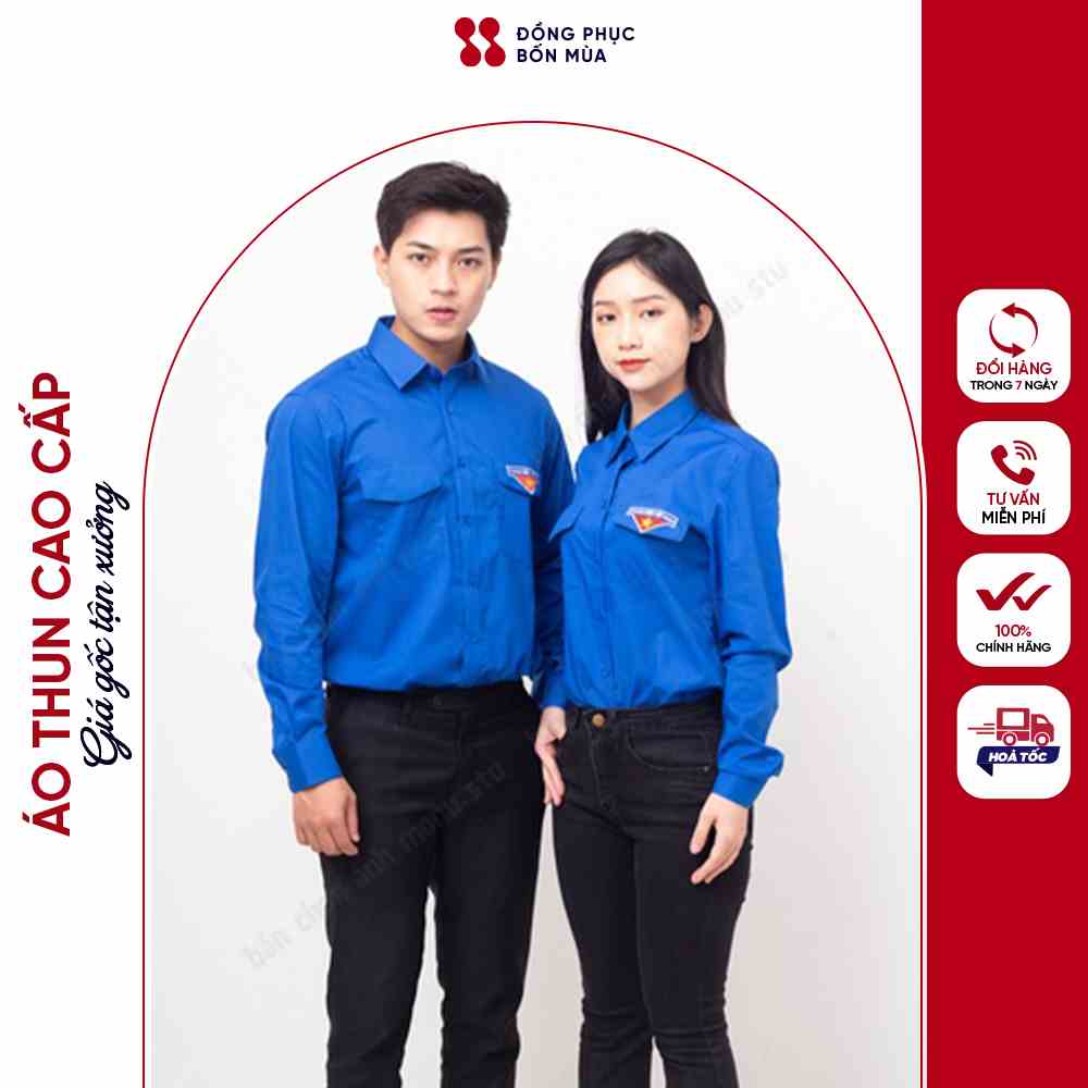 Áo sơ mi Đoàn Thanh niên dài tay thương hiệu dongphucbonmuaofficial chất cao cấp sẵn hàng tại shop 100% shop tự thiết kế