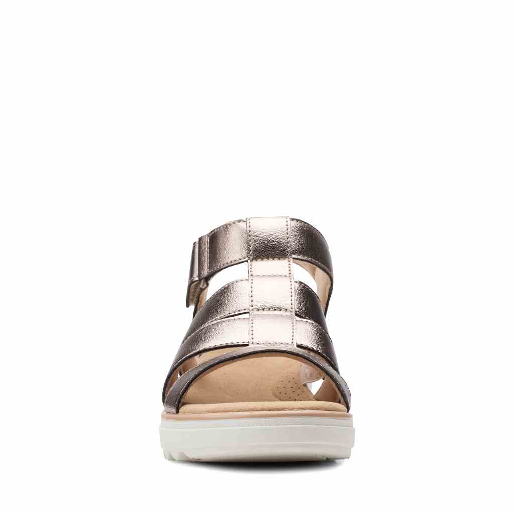 [Mã BMLTA35 giảm đến 35K đơn 99K] Giày xăng- đan đế bằng CLARKS Jillian Quartz màu Metallic