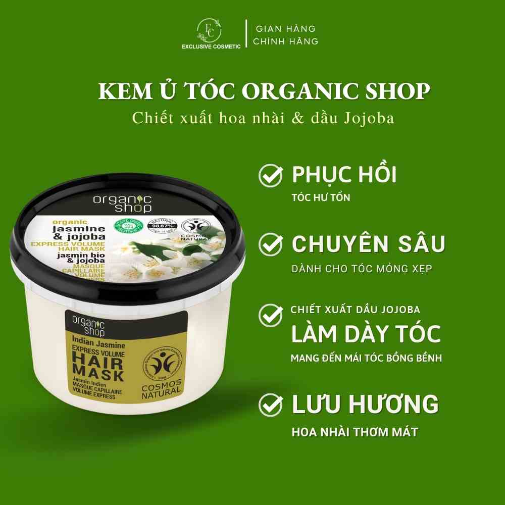 Kem ủ tóc Organic Shop Hair Mask Indian Jasmine 250ml chiết suất hoa Lài Ấn Độ phục hồi tóc hư tổn