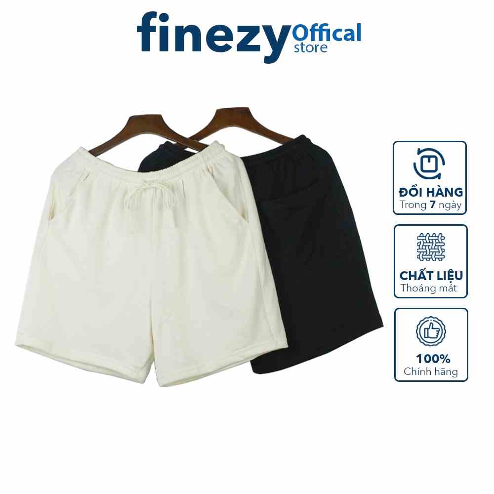 [Mã BMLTB200 giảm đến 100K đơn 499K] Quần short unisex 2 màu đen be from rộng, nỉ da cá - Finezy