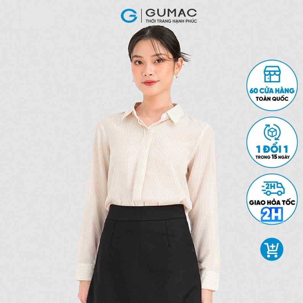 Áo sơ mi nữ GUMAC nhiều màu kiểu công sở tay dài thanh lịch AC08033