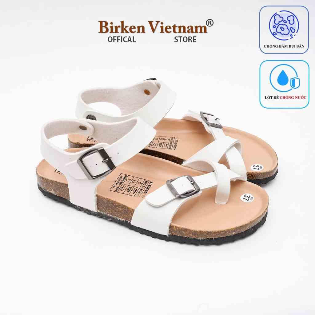 PUK14 - Sandal Đế Trấu BIOLINE Official Quai Da Pu Đan Chéo Xỏ Ngón Lót Pu Kem Chống Nước