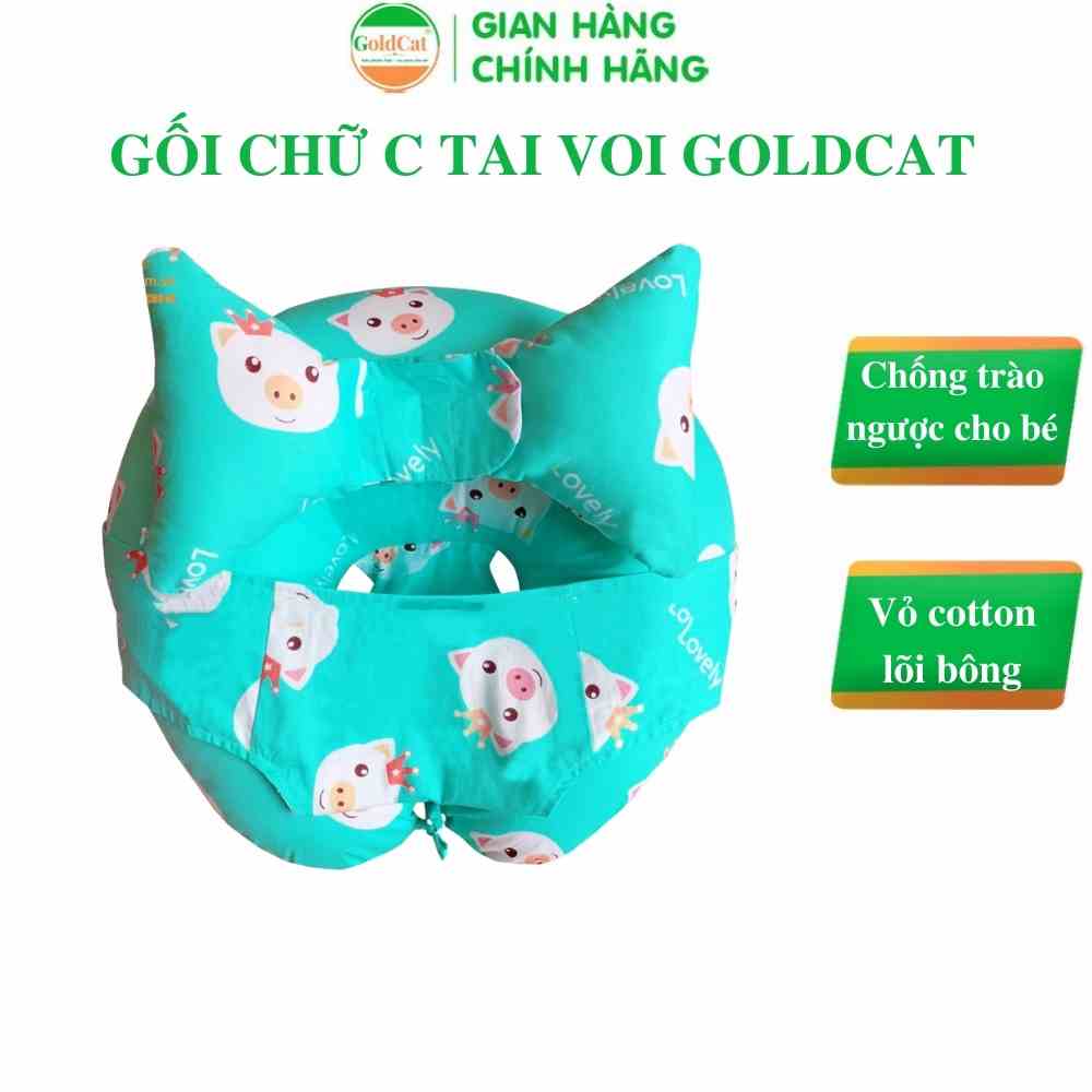 Gối Bú Chống Trào Ngược GOLDCAT Thiết Kế Hình Chữ C Và Tai Voi Thông Minh, Giúp Bé Ngủ Ngon Hơn