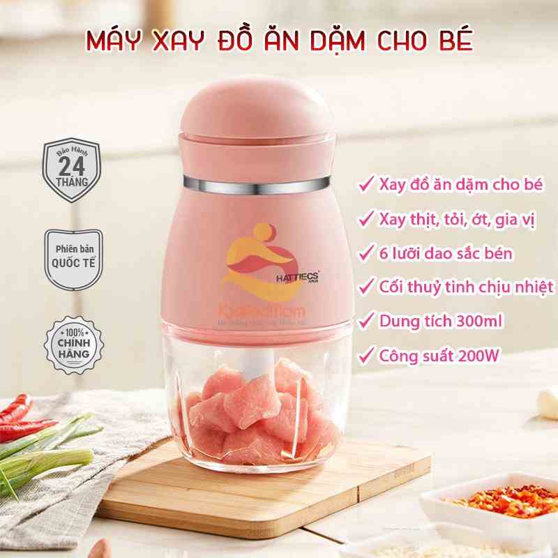 [Mã BMLTB200 giảm đến 100K đơn 499K] Máy xay cầm tay đa năng KidAndMom Hattiecs cho bé ăn dặm bản nâng cấp 6 lưỡi dao