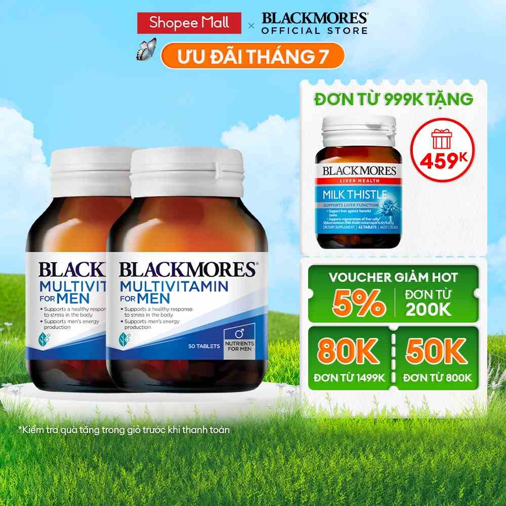 Combo 2 Lọ Vitamin Tổng Hợp Hỗ Trợ Sức Khỏe Nam Giới Blackmores Multivitamin For Men 50 Viên/Lọ