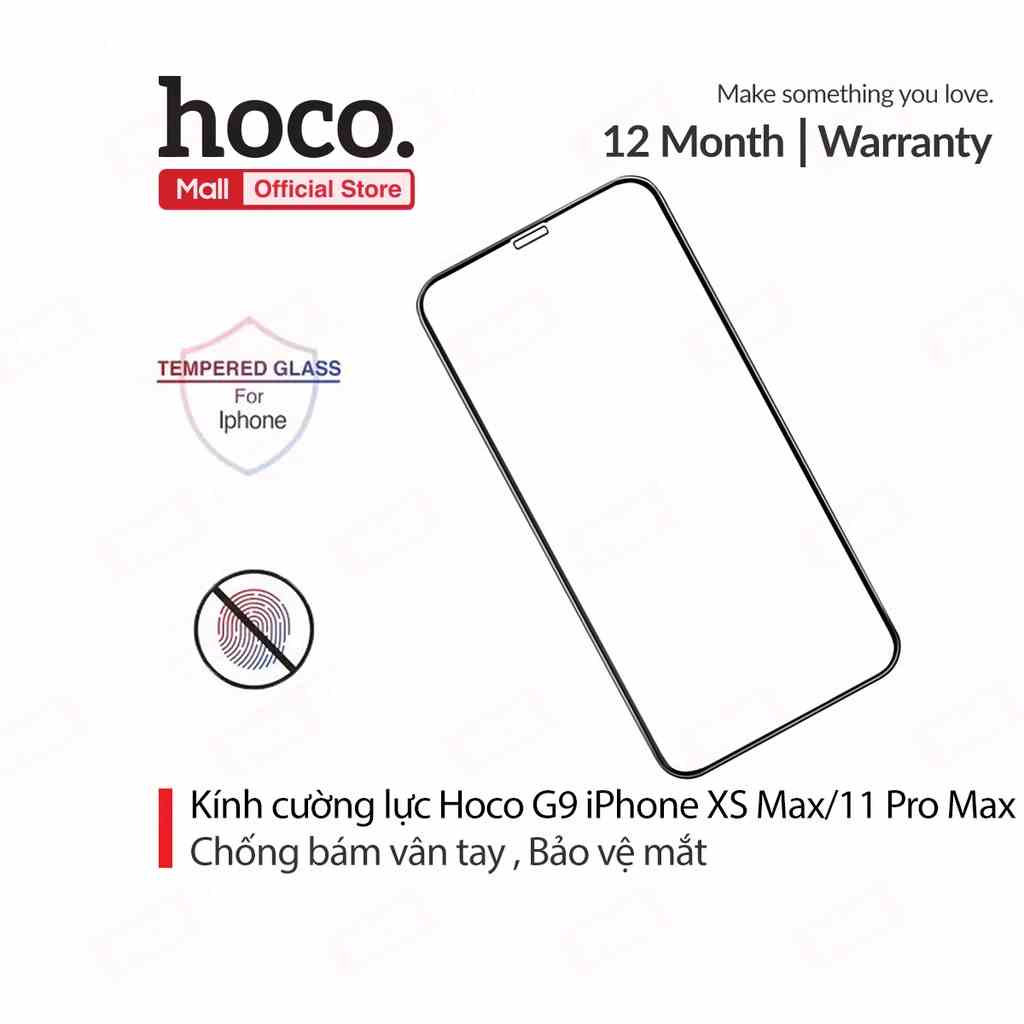 Kính cường lực full HD Hoco G9 màn hình trong suốt chống bám vân tay bảo vệ mắt cho iPhone XS Max/11 Pro Max