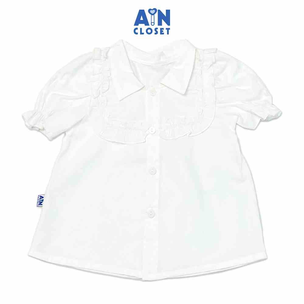 Áo sơ mi trắng ngắn tay bé gái cotton - AICDBGHCRLWR - AIN Closet