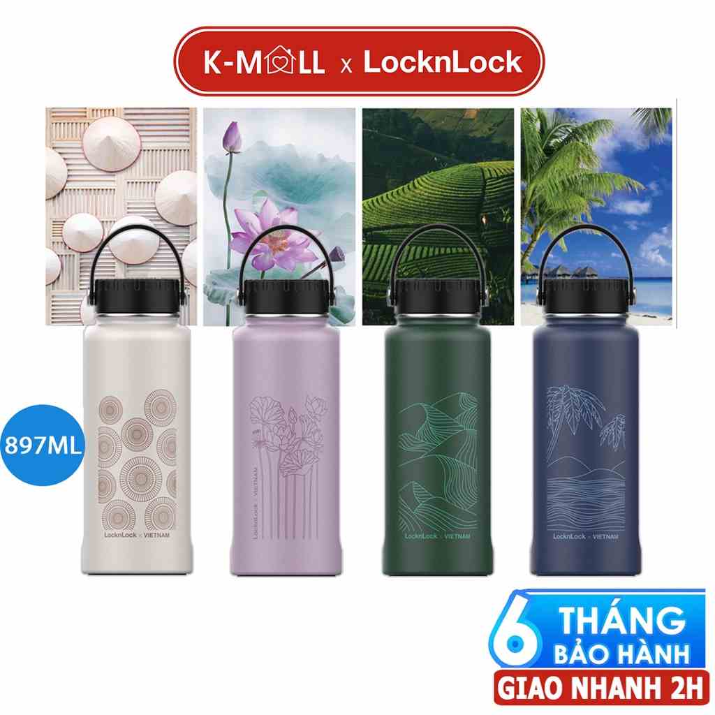 Bình giữ nhiệt LocknLock Riga Tumbler 897ml (Ver Việt Nam) có khay lưới lọc trà inox và quai xách LHC4160 - K-MALL