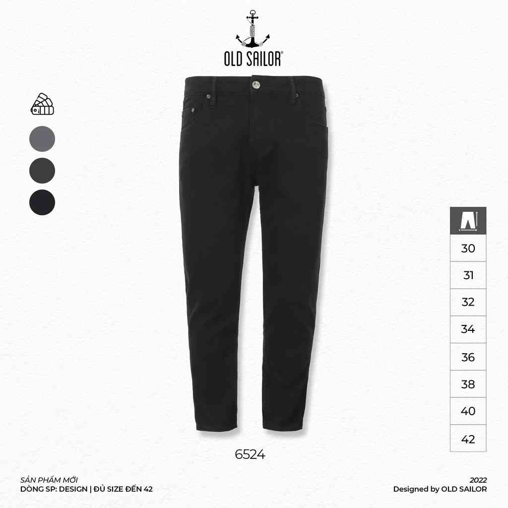 Quần Jean Nam OLD SAILOR Jeans Đen Trơn Form Slimfit Chất Vải Denim Thoải Mái Co Giãn Big Size 55-130kg