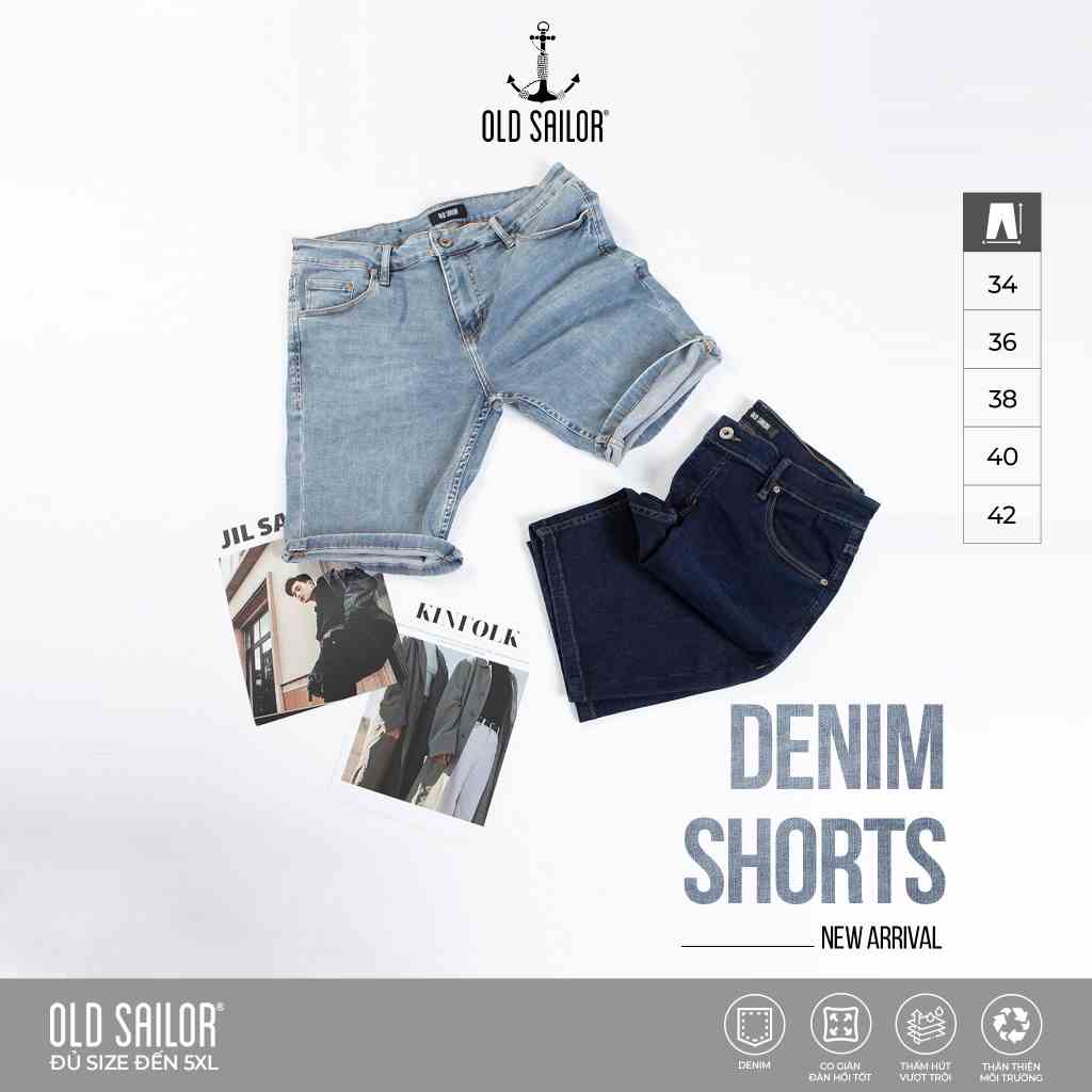 Quần Short Nam OLD SAILOR Chất Denim Co Giãn Thoải Mái Big Size