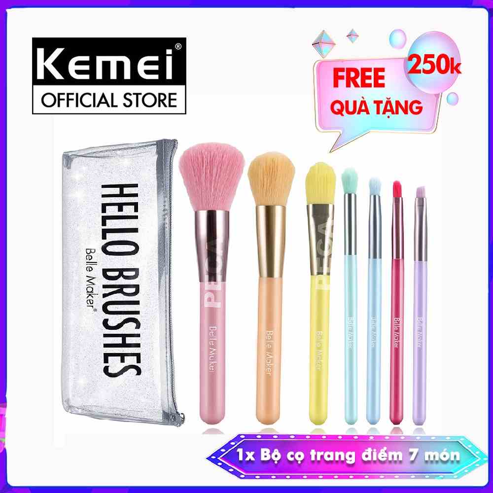 [HÀNG TẶNG KÈM KHI MUA SẢN PHẨM] Bộ cọ trang điểm 7 màu cầu vồng Belle Maler Hello Brushes cao cấp