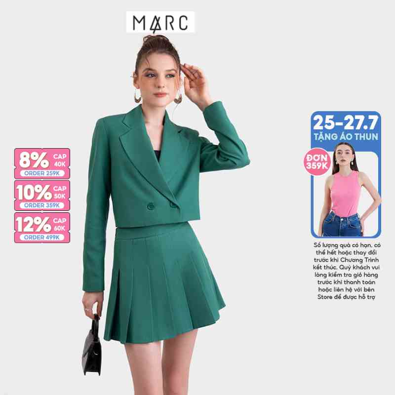 Áo blazer nữ Áo vest croptop nữ MARC FASHION tay dài cài nút cá tính dày dặn trẻ trung CBNH021323