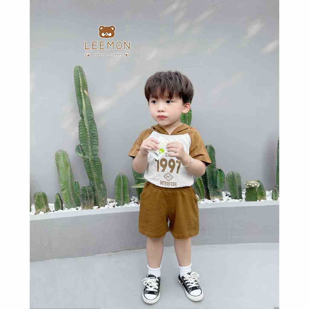 Bộ quần áo phối mũ cho bé Beemo,Chất liệu cotton mềm mịn,thoáng mát,tay áo raglan khỏe khoắn, hình in sắc nét B288