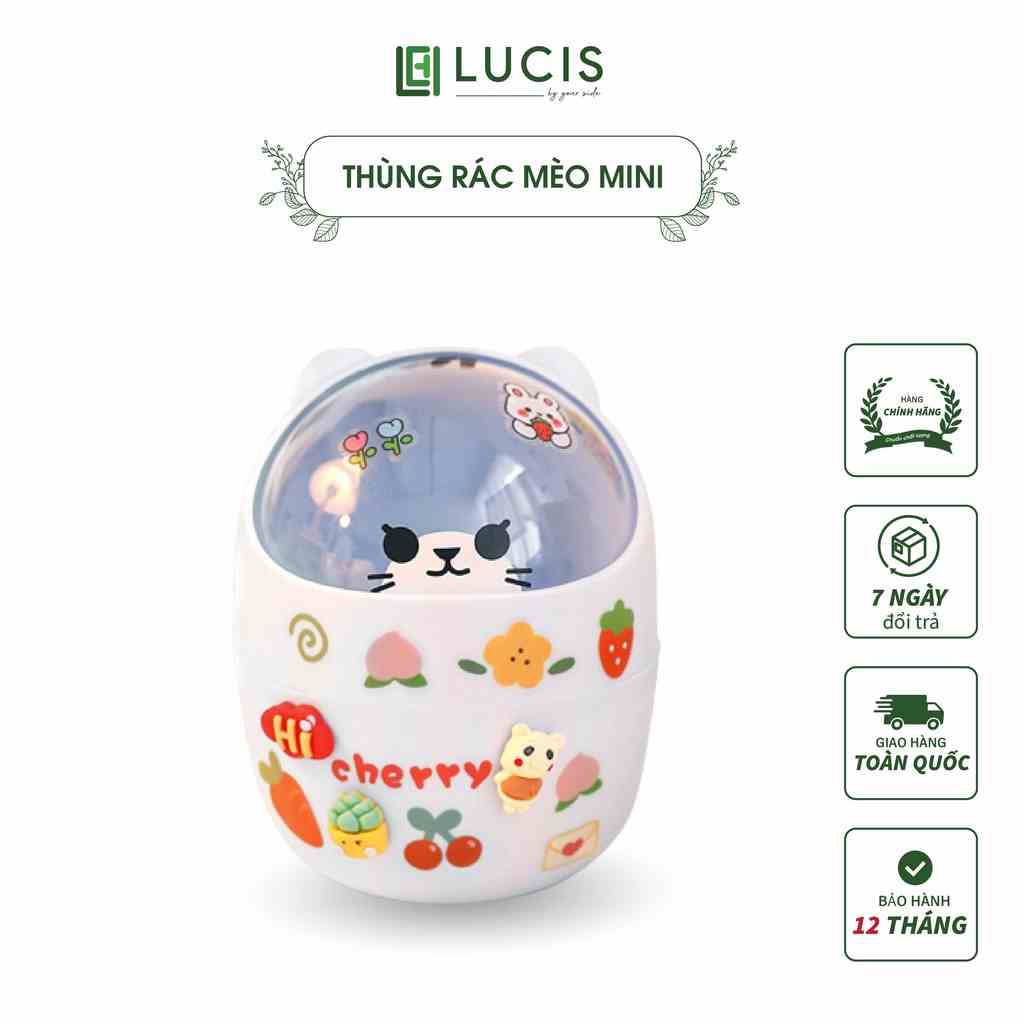 Thùng Rác Mini Con Mèo Để Bàn Đựng Đồ Nhỏ Dễ Thương LUCIS