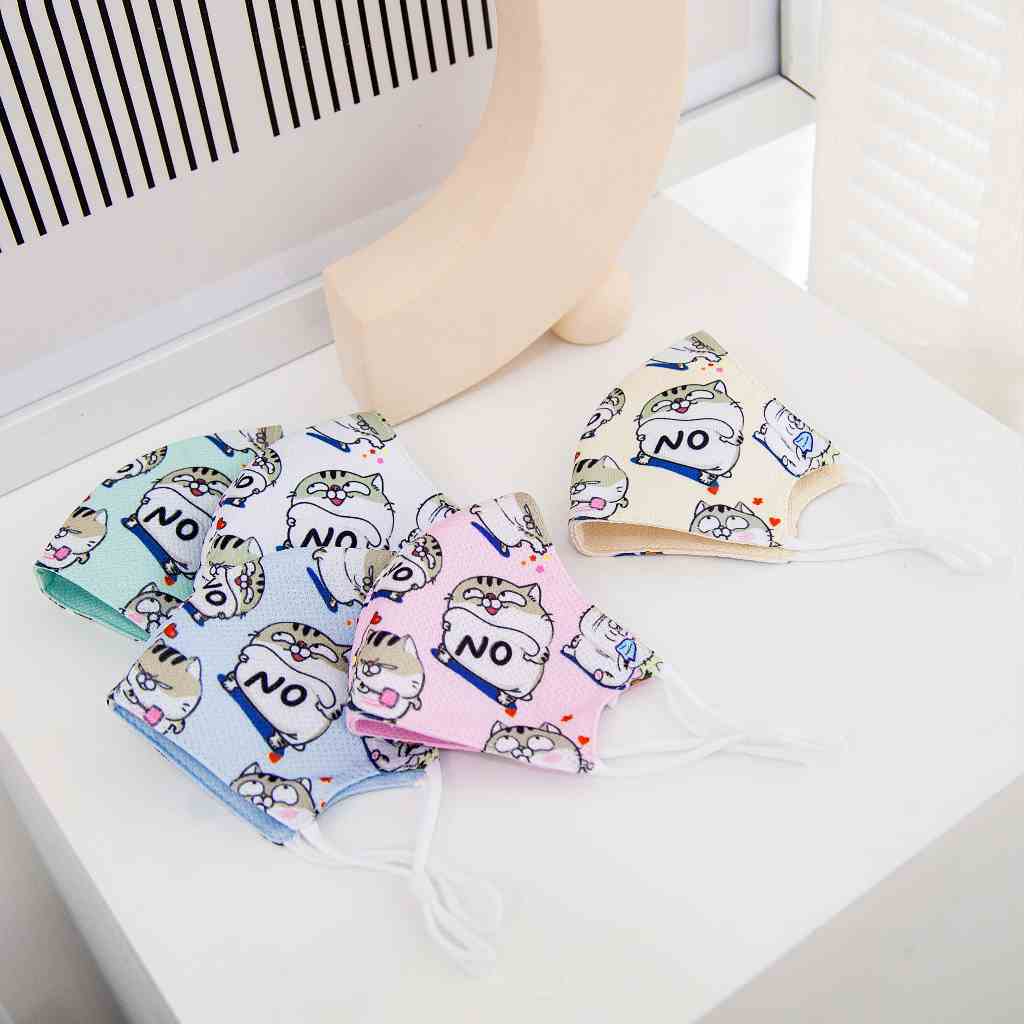 Khẩu trang vải mesh trẻ em cao cấp Duy Ngọc  phù hợp cho bé 1 đến 3 tuổi hình in cute đáng yêu Meo NO  (3780)