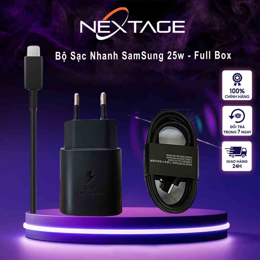 Bộ Sạc Nhanh 25W Type C Cho Máy Note 8-20.. A50,51,70,71.. S10,20,21,22 Ultra - Chính Hãng NEXTAGE