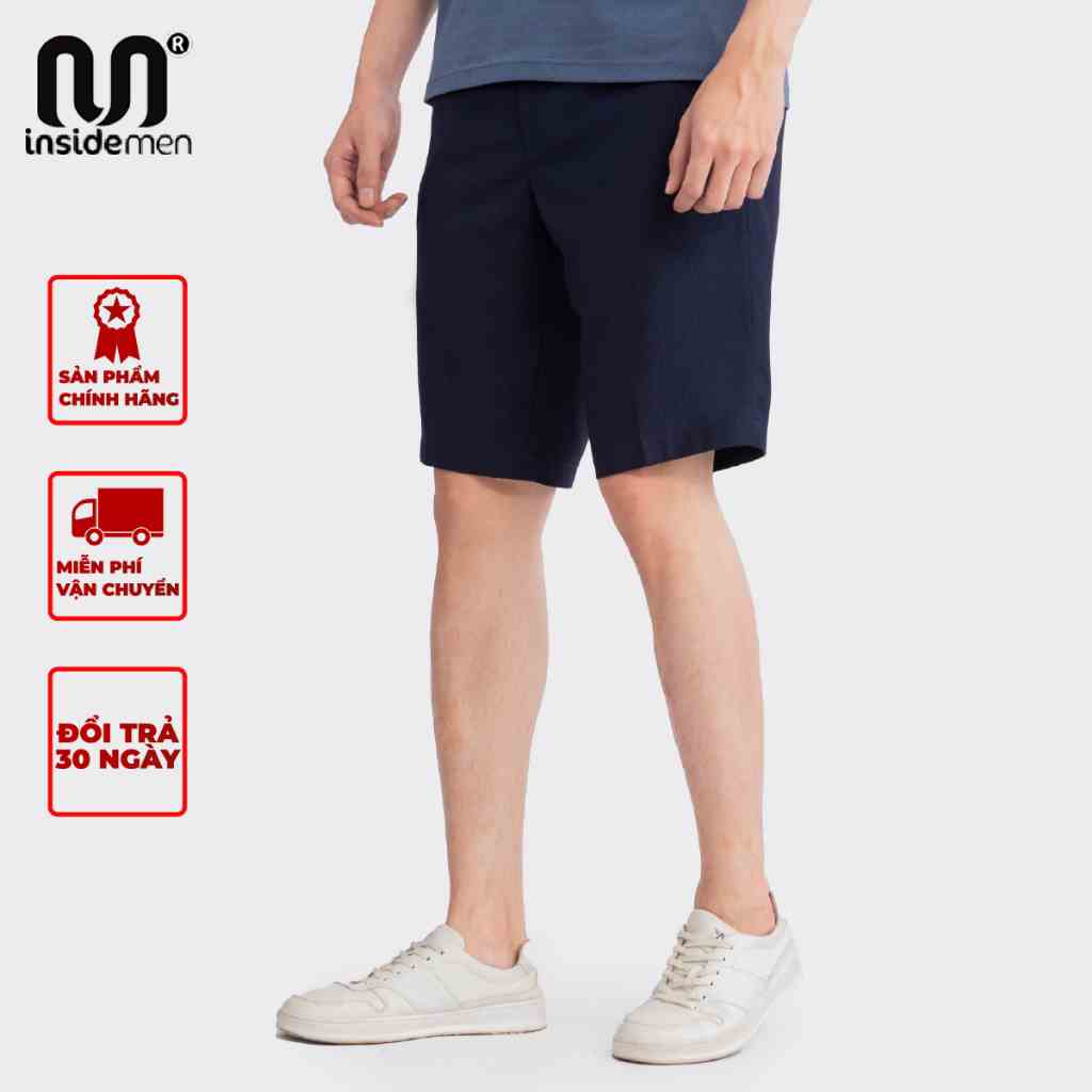 Quần Short Tây Âu Nam Cao Cấp INSIDEMEN Co Giãn Nhẹ Không Nhăn Xù Phai Màu Vải Kẻ Ô Karo ISO030S3