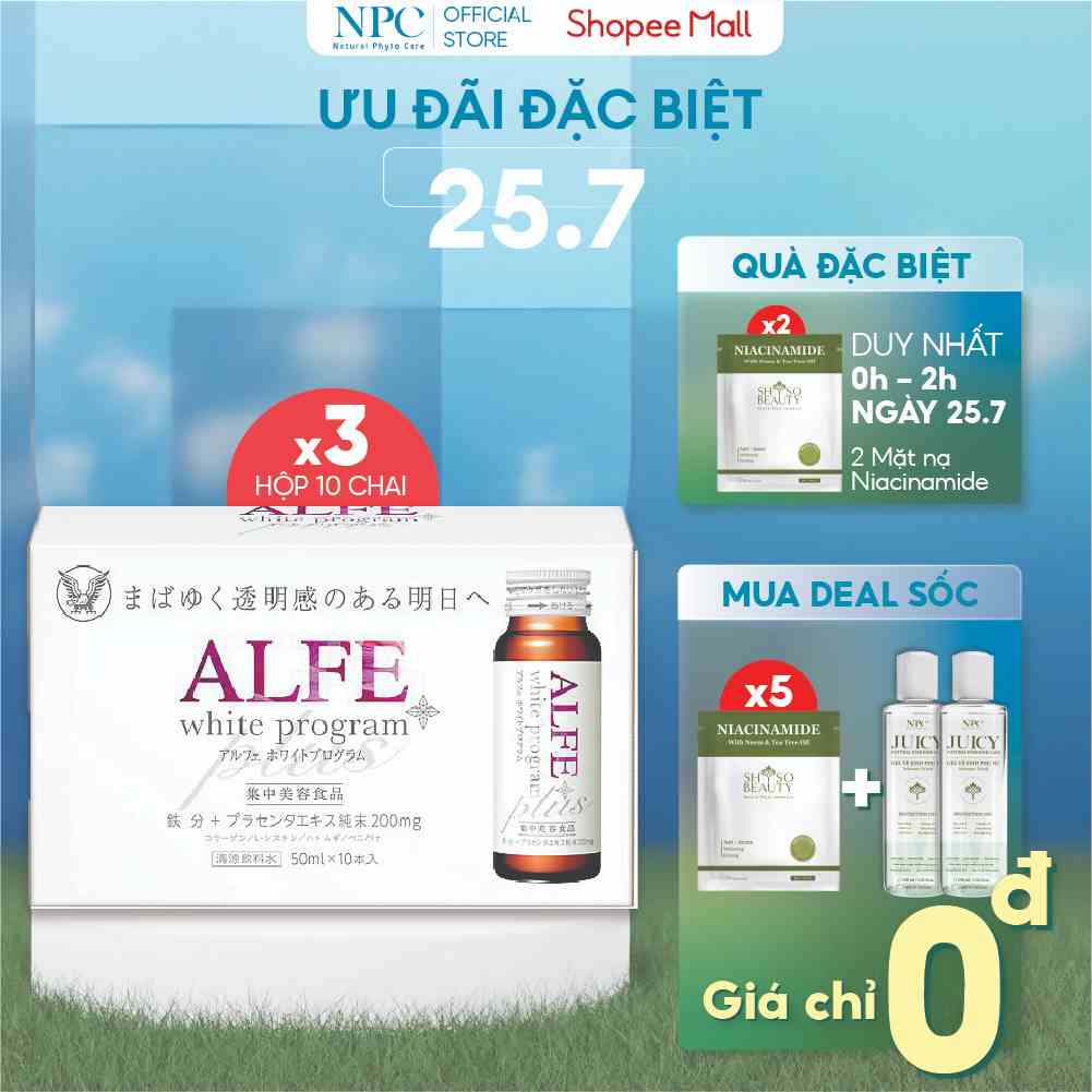 COMBO 30 chai Collagen nội địa Nhật Bản Alfe White Pro 50ml/chai - Placenta tinh khiết 200mg dưỡng trắng, làm mịn da