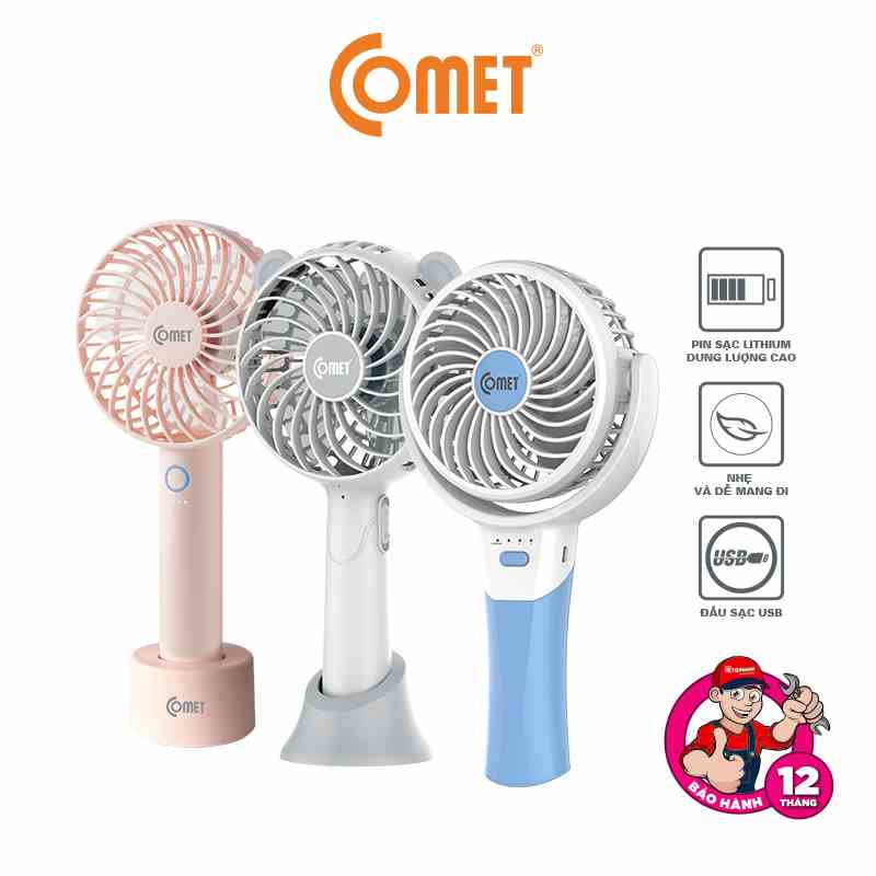 Quạt Sạc Cầm Tay Comet Gọn Nhẹ Bảo Hành 12 Tháng, 1 Đổi 1 Trong 6 Tháng