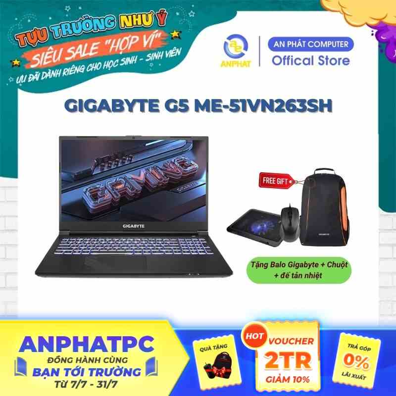 Laptop Gigabyte G5 GE-51VN263SH (Core i5-12500H & RTX 3050 4GB)