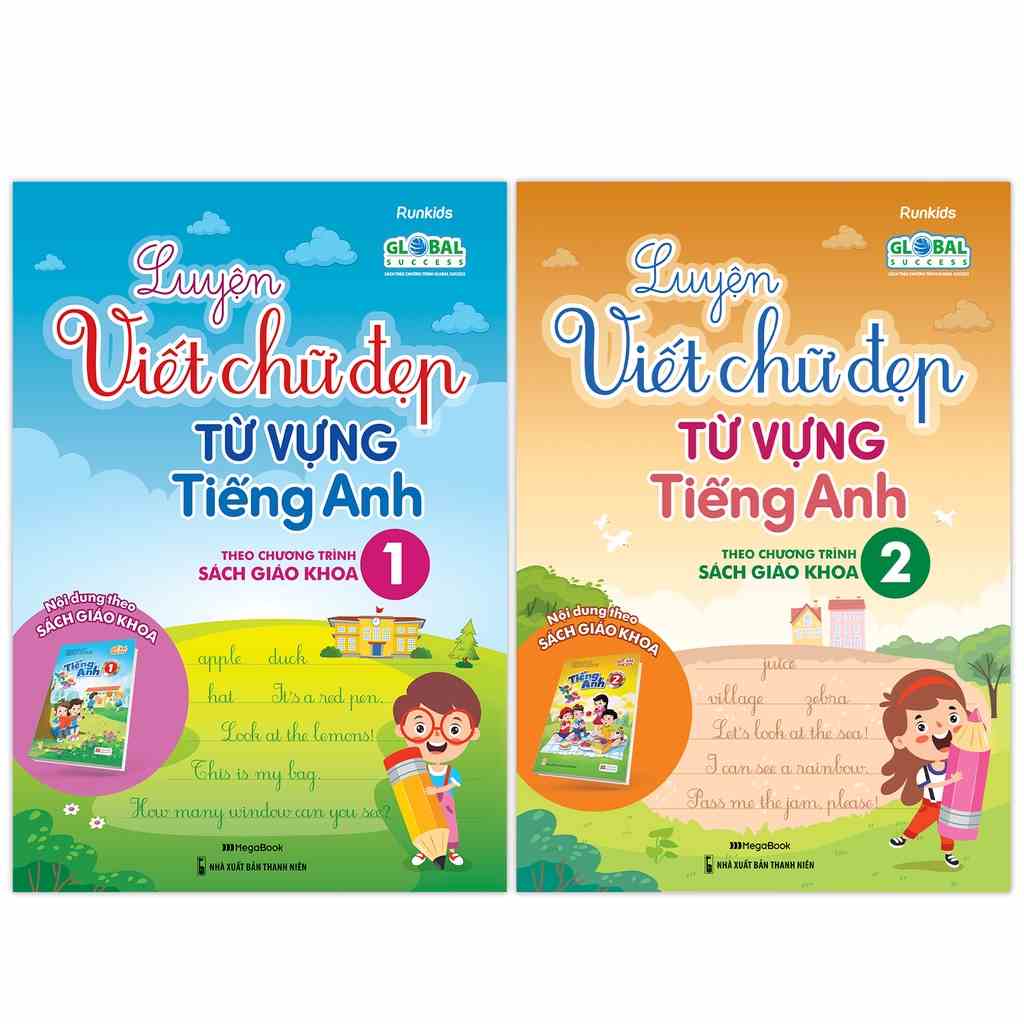 Sách Combo Luyện viết chữ đẹp từ vựng tiếng Anh - theo chương trình Sách giáo khoa Lớp 1,2 - MGB