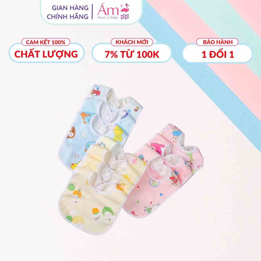 Yếm Ăn Dặm Hình Chữ U Ấm Baby Vải Nhung San Hô Chống Thấm Nước Dành Cho Bé Yêu Ấm Gift Decor