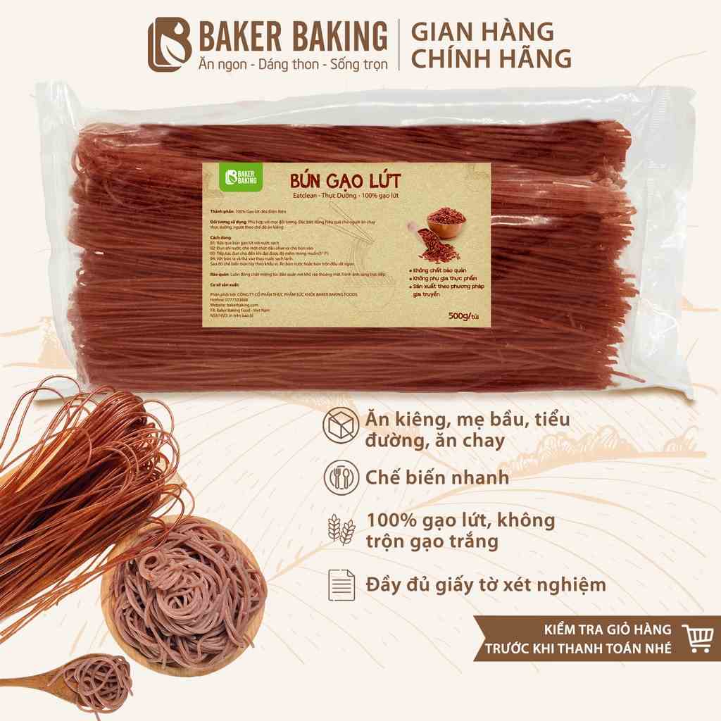 Bún gạo lứt đỏ thực dưỡng Baker Baking tốt cho mẹ bầu, em bé, người ăn kiêng, eatclean, người tiểu đường 500g