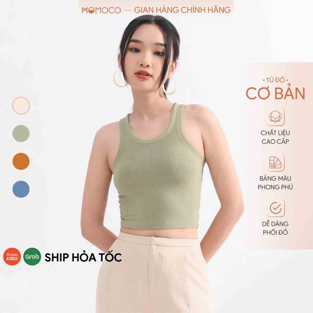 Áo Ba Lỗ Tanktop MOMOCO Cổ Khoét Sâu Dáng Croptop Chất Cotton Tăm Mềm Mại Phong Cách Trẻ Trung Ít Co Giãn M2955