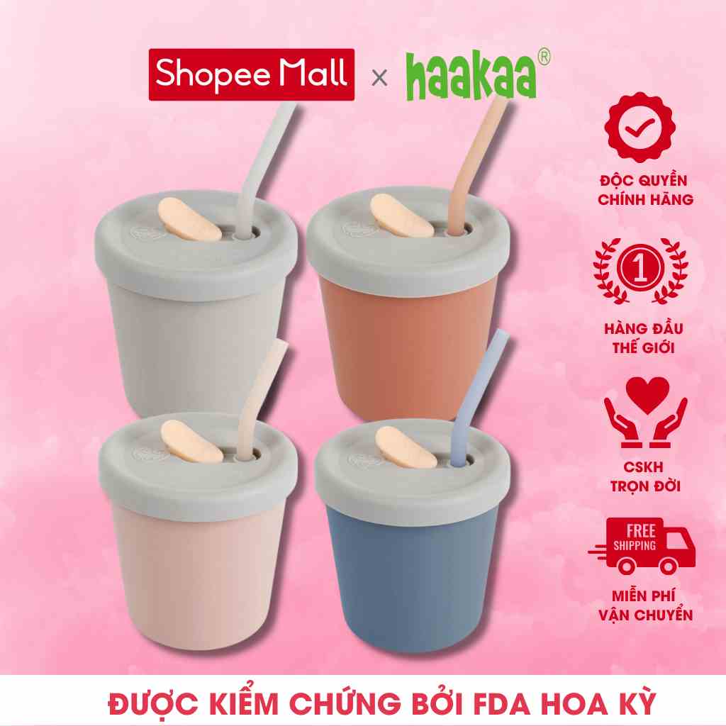 [Mã BMLT35] Cốc uống nước cho bé Haakaa. Chất liệu silicone cao cấp, an toàn. Không chứa BPA, PVC và phthalate