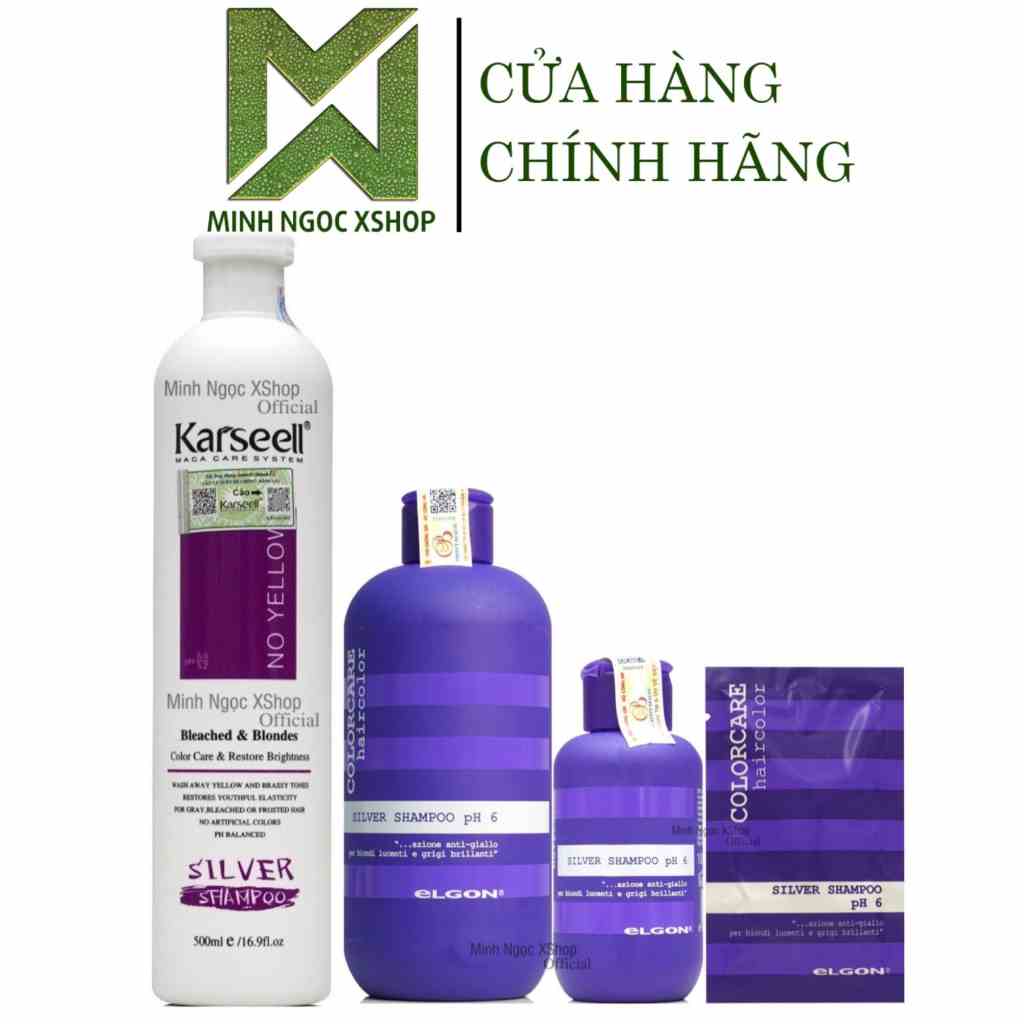 Dầu gội tím khử vàng Karseell - Elgon Silver Shampoo 10ML - 100ML - 300ML - 500ML