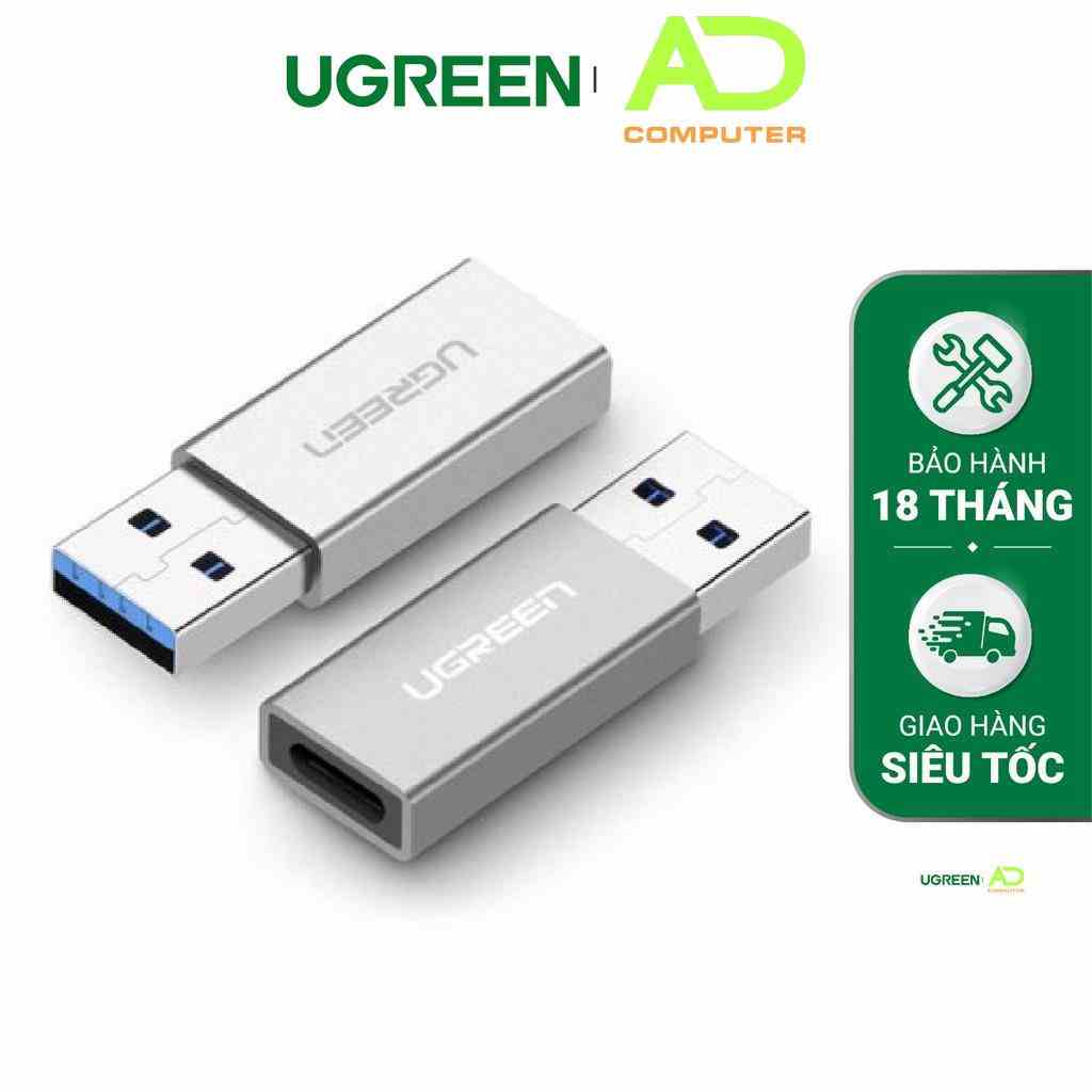 Adapter chuyển đổi USB 3.0 đực sang USB 3.1 Type C cái UGREEN US204 US276  dùng cho PC, laptop,book, điện thoại