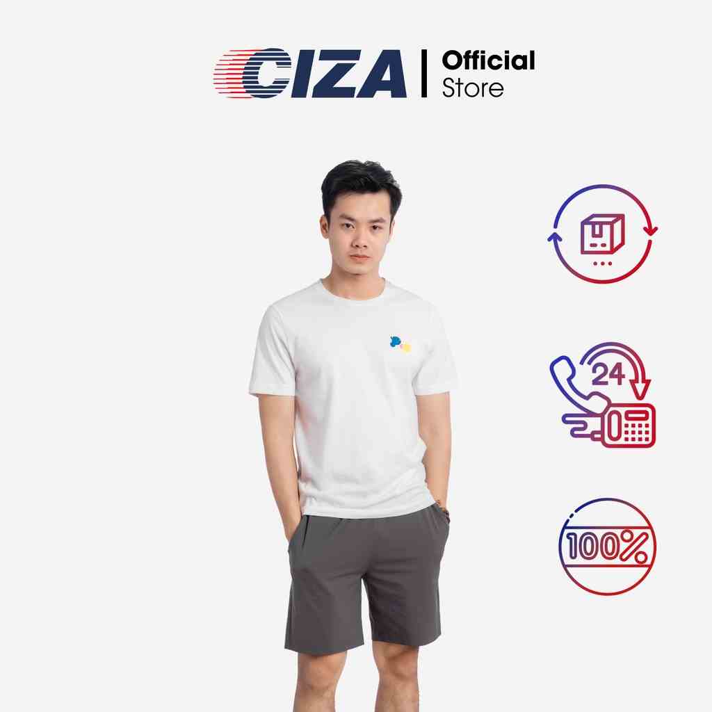 Áo thun ngắn cộc tay nam CIZA basic cổ tròn phong cách trẻ trung vải cotton thấm hút nhanh size S M L XL ATNS24