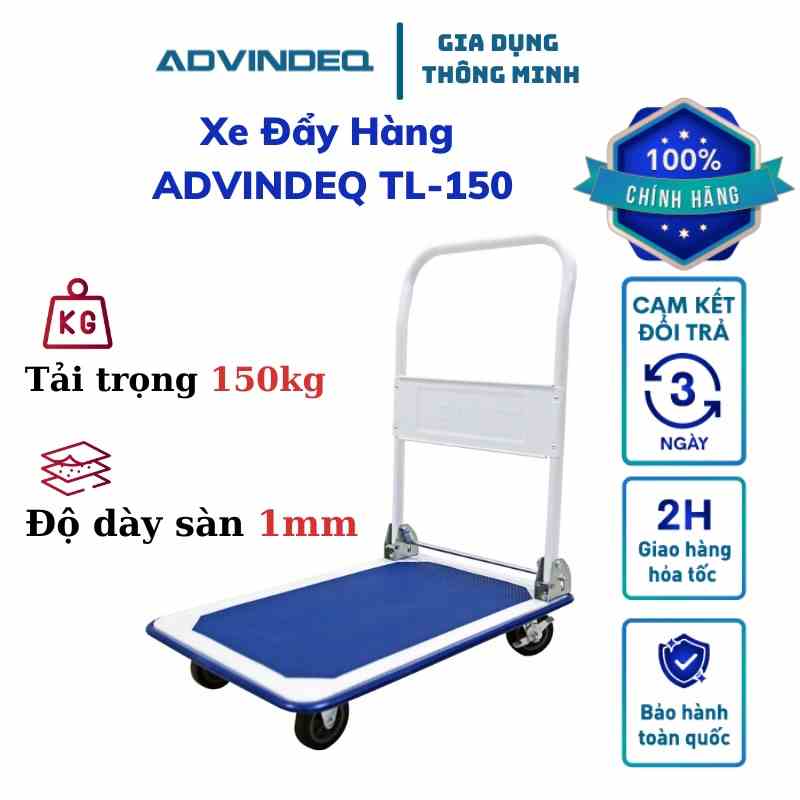 Xe đẩy hàng ADVINDEQ TL-150 tải trọng 150kg xe đẩy hàng gấp gọn độ dày sàn 1mm nhập khẩu chính hãng bảo hành 12 tháng