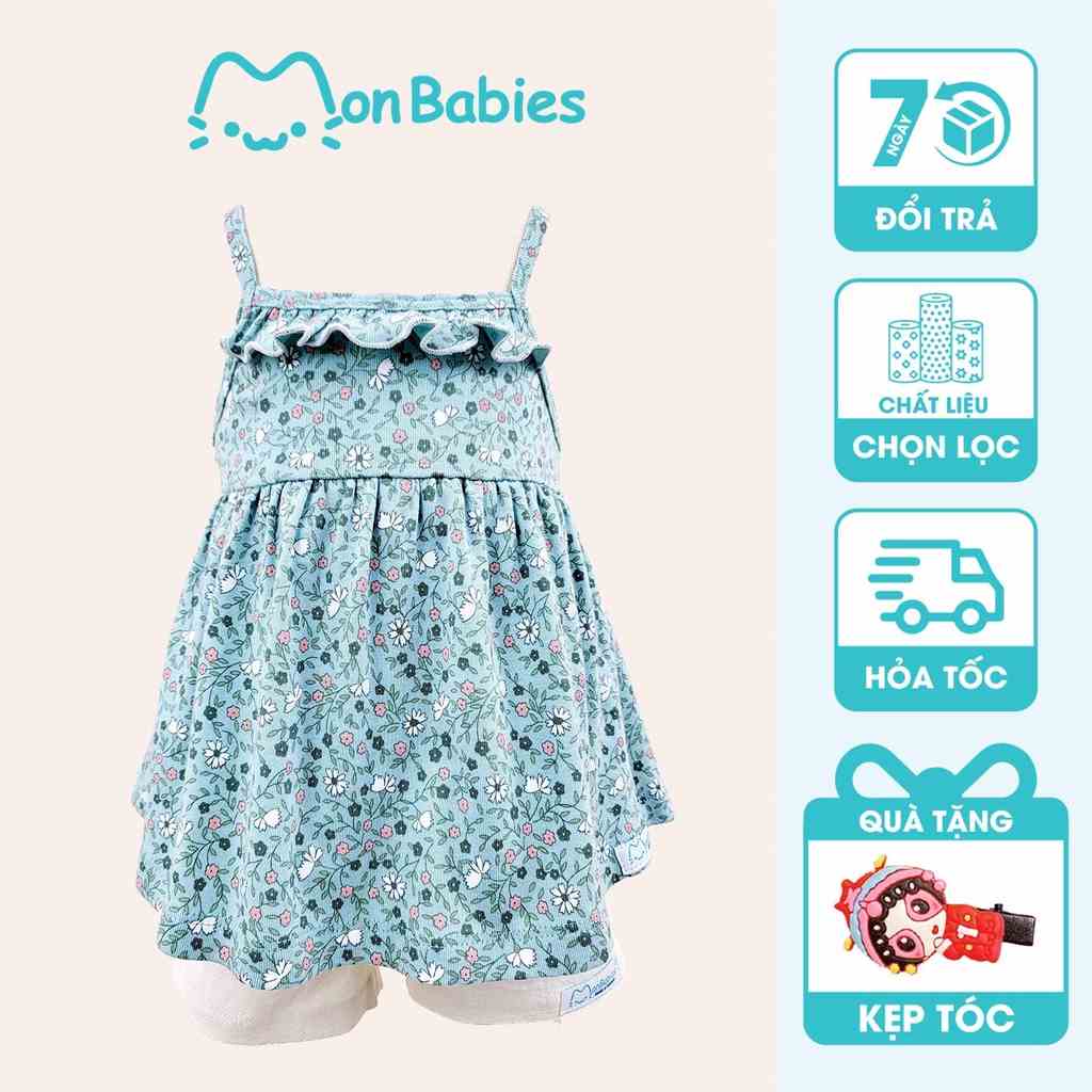 Áo hai dây bé gái mùa hè, chất liệu cotton nhẹ mát thấm hút mồ hôi tốt phù hợp mặc nhà, đi chơi. Monbabies MA2243