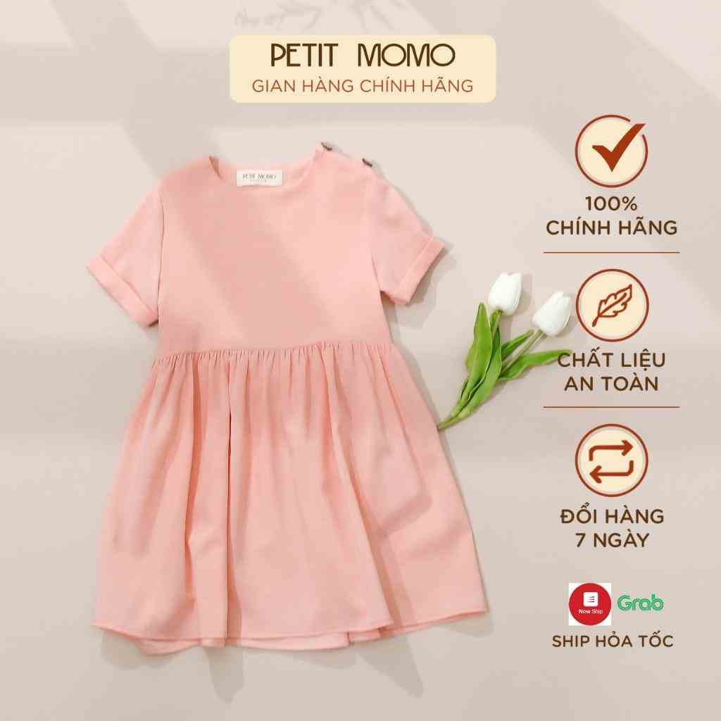 Váy xòe cho bé gái PETIT MOMO dáng cộc tay, chất thô mềm mát A180