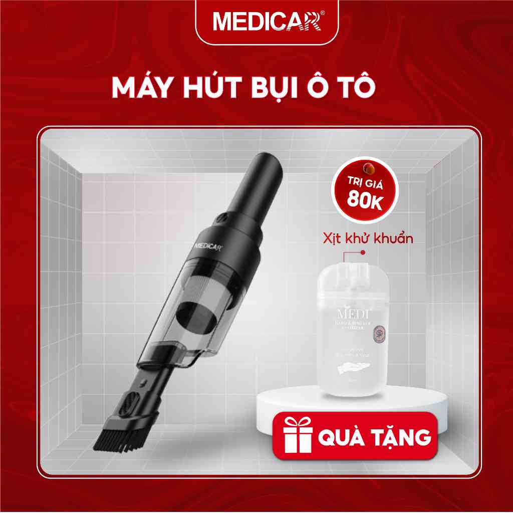 Máy hút bụi cầm tay ô tô thế hệ mới Medicar cắm vào tẩu sạc - lực hút mạnh, dễ dàng vệ sinh