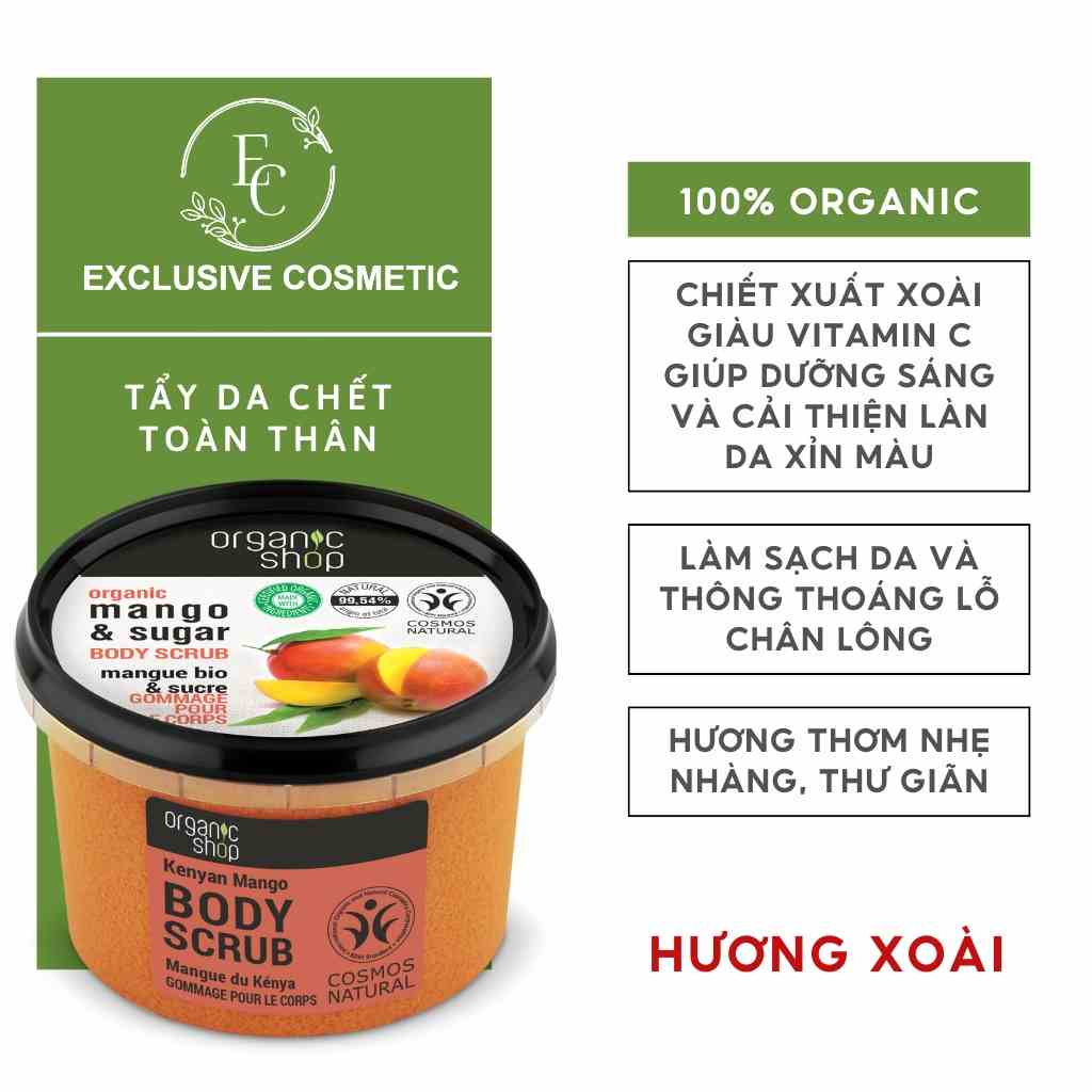 Tẩy Tế Bào Chết Toàn Thân Organic Shop Body Scrub Kenyan Mango 250ml