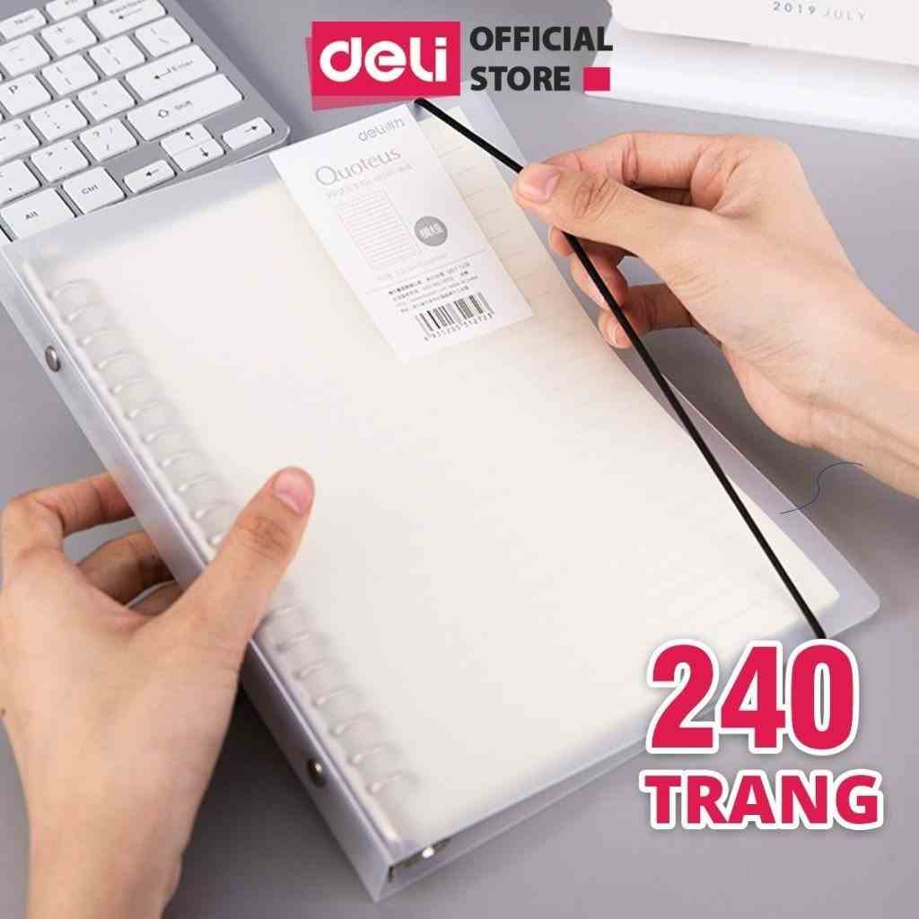 Combo sổ còng sắt và lõi giấy A5 B5 Deli - file nhựa viết, ghi chép sổ tay 240 trang 120 tờ lõi ô vuông kẻ ngang binder