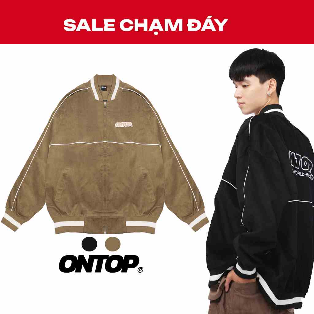 Áo khoác nam bomber nhung tăm Track Bomber Jacket local brand ONTOP OT16-AK̀5