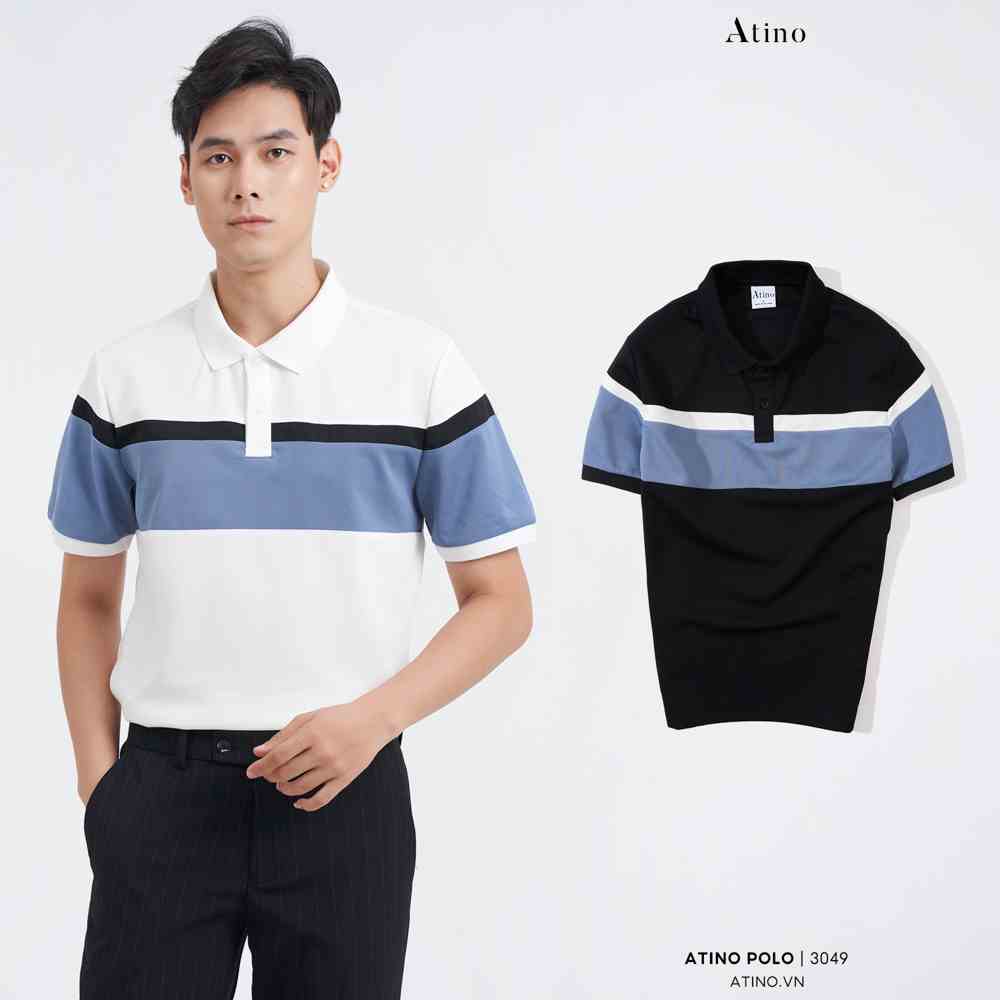 Áo Polo Nam phối ngang HORI ATINO vải cá sấu Cotton cao cấp sang trọng lịch lãm chuẩn form PL2.3049