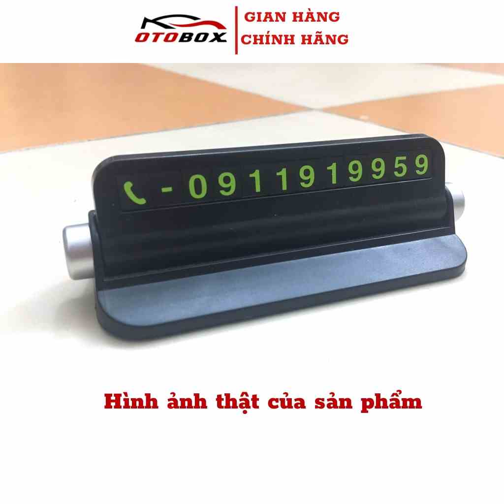 Bảng số gắn taplo xe ô tô có giá đỡ điện thoại cao cấp, bảng số có nam chân, số dạ quang, chính hãng OTOBOX