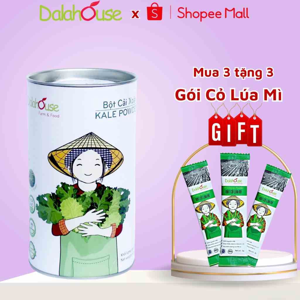 Bột Cải Xoăn Kale Sấy Lạnh Organic Dalahouse Lon 120g Đạt Tiêu Chuẩn Châu Âu