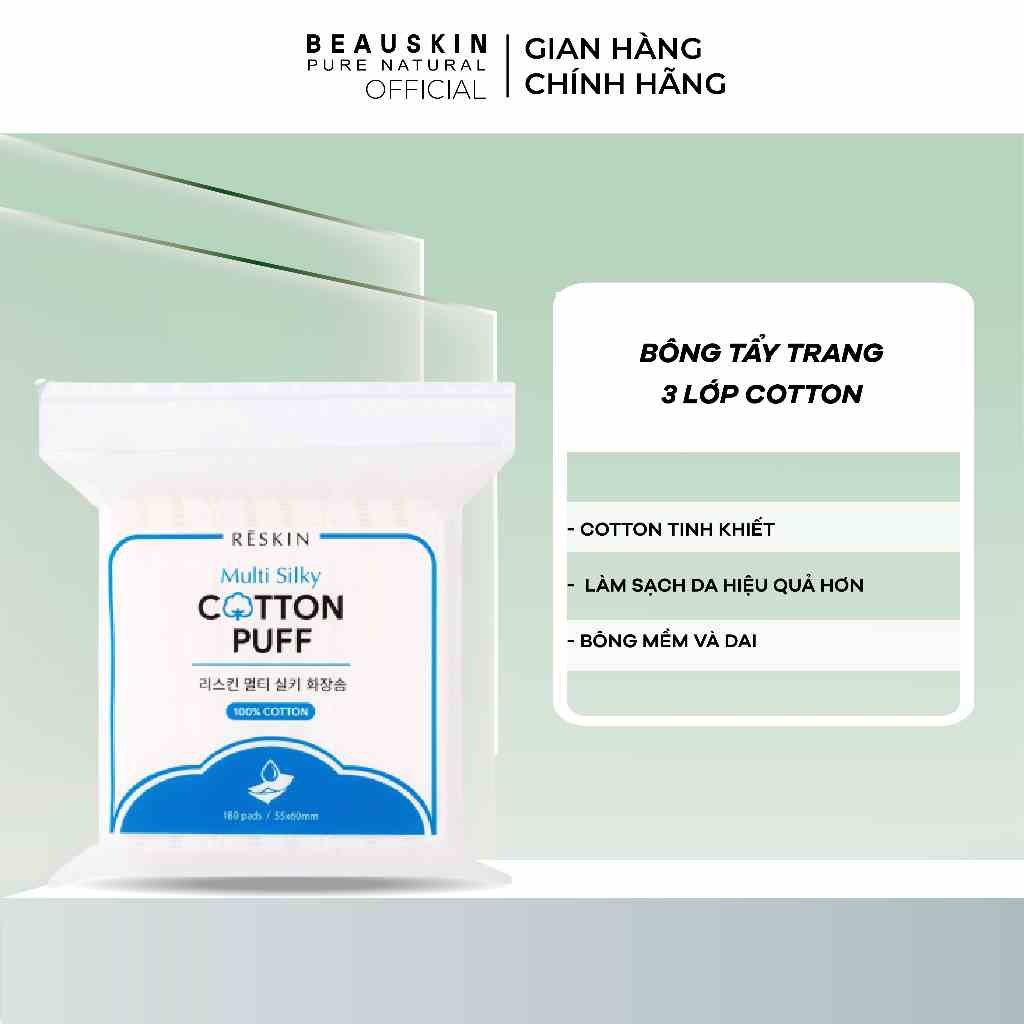 [Mã BMLTB35 giảm đến 35K đơn 99K] Bông Tẩy Trang 3 lớp 100% Cotton 180 miếng Reskin